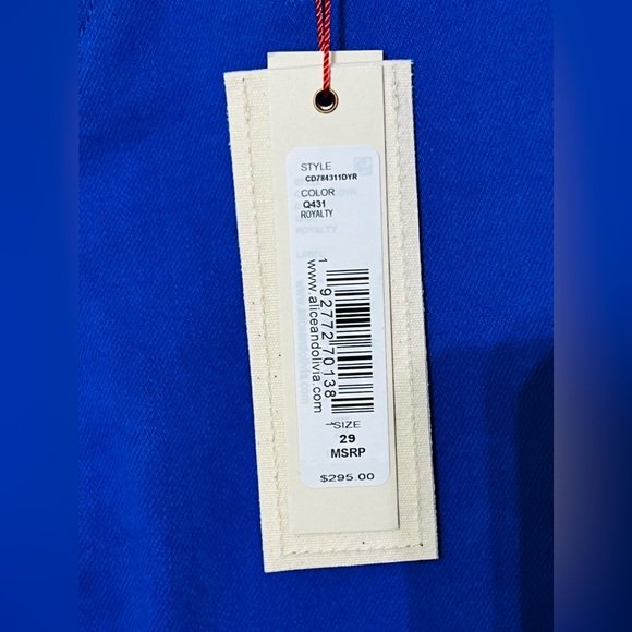 ALICE + OLIVIA Stacey Low Rise Bell Jean in Royalty (Sz 29). NWT. RETAIL 295 - Picture 11 of 14